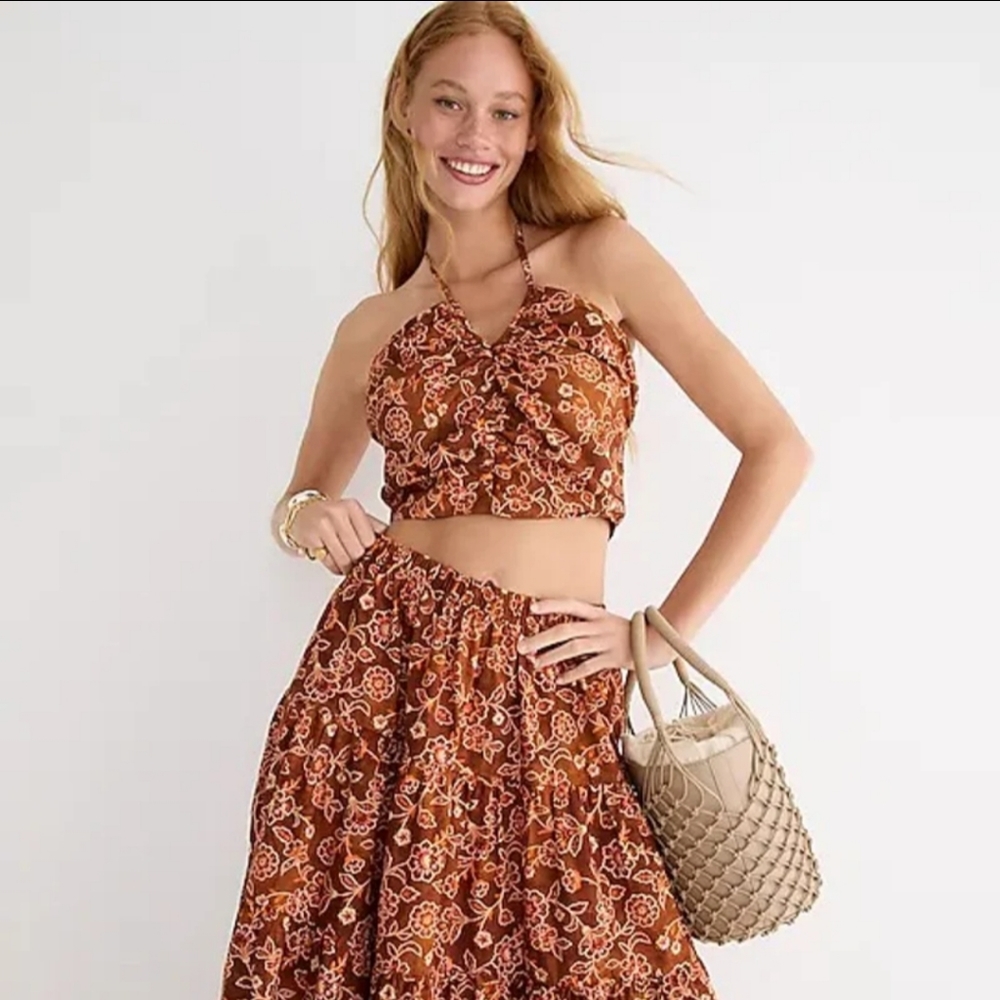 J.CREW Vintage Vines Halter Top Retro Style SIZE 10 BNWT RETIRED $80